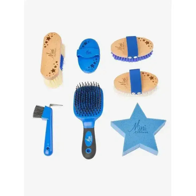 Lemieux mini grooming blue and wooden horse brush set with star designs grooming set benetton perfect for horses