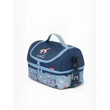 Navy blue and light blue lemieux mini holdall lunch bag with horse print and two compartments for easy storage