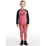 Pink and black lemieux mini jamie chancer long sleeve top for kids with horse graphic in cranberry color