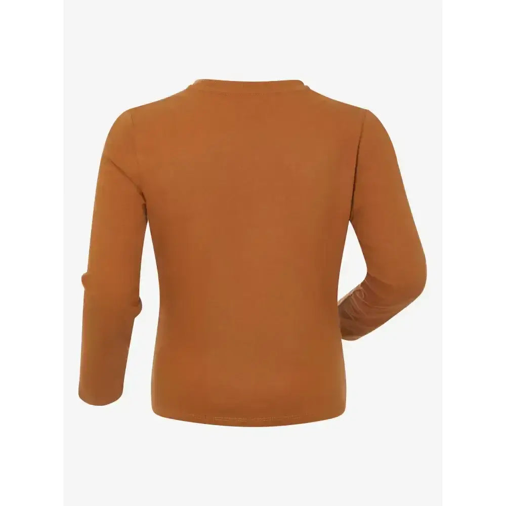 Lemieux mini jessie classic relaxed-fit long-sleeved top in solid ginger with smooth nep cluster-textured fabric