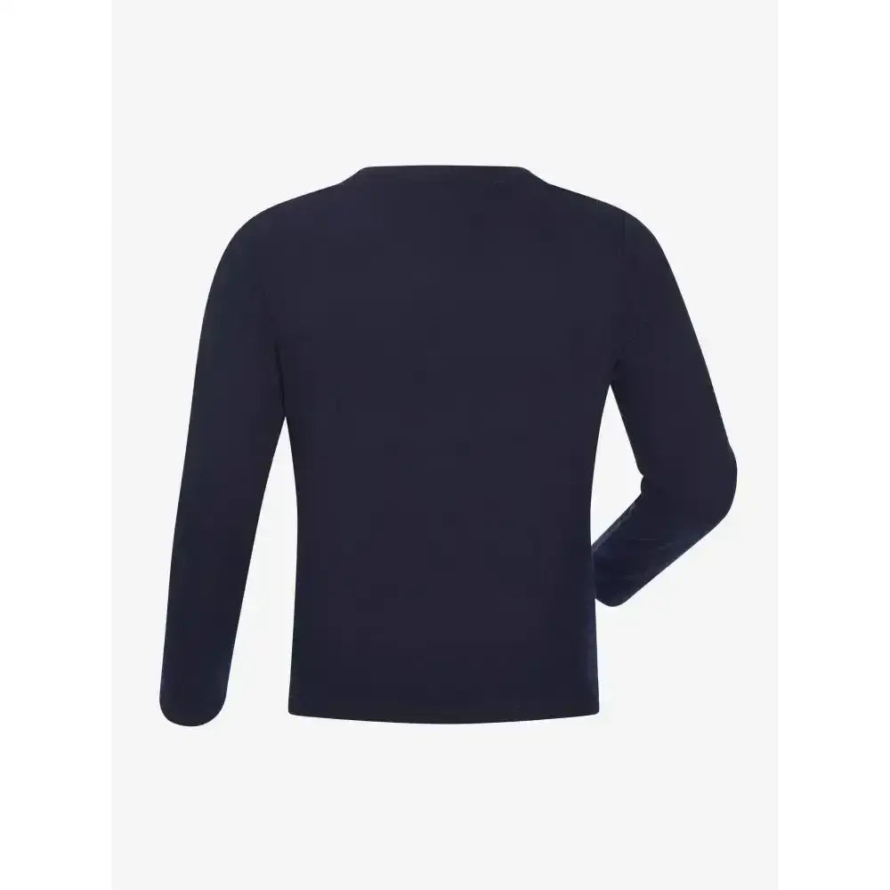 Navy long-sleeved lemieux mini jessie top with classic relaxed fit and smooth nep cluster-textured fabric