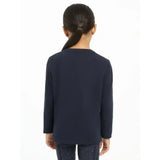 Navy blue lemieux mini jessie classic relaxed-fit long-sleeved top with nep cluster-textured fabric and round neckline