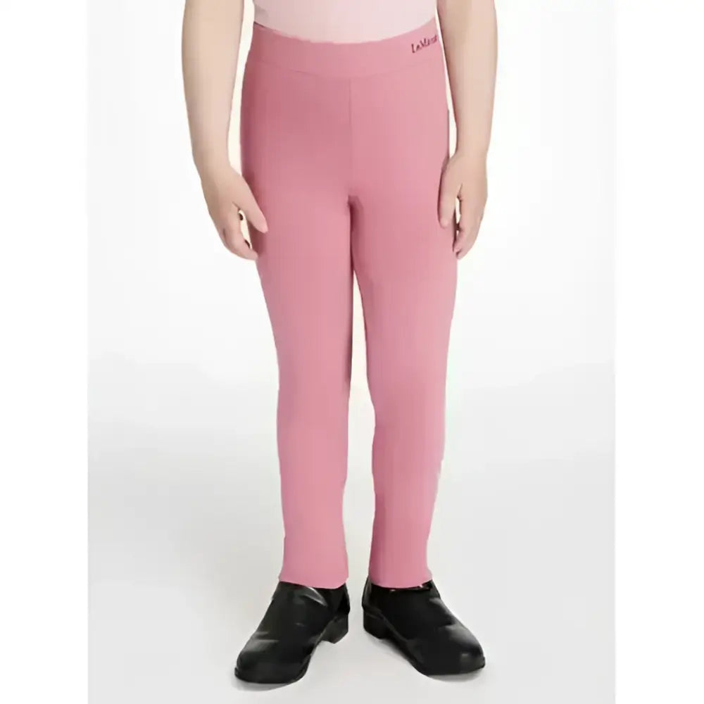 Pink stretchy lemieux mini legging with soft elastic waistband and l.l.bean logo embroidered on left side