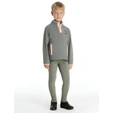 Gray fleece lemieux mini mae half-zip jacket with pink zipper and side panels featuring small logo patch on chest