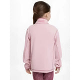 Pink lemieux mini mari micro fleece blossom jacket with subtle gray stitching and soft fleece material