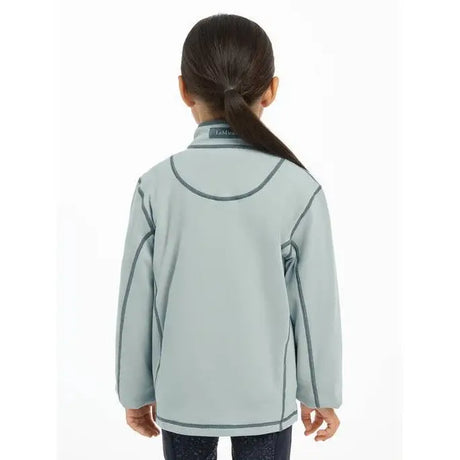 Light blue Lemieux Mini Mari Micro Fleece Glacier jacket shown from the back