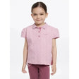 Pink lemieux mini polo shirt blossom with subtle pattern and matching star buttons on the collar