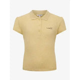 A pale yellow lemieux mini polo shirt mimosa with short sleeves subtle textured fabric and star buttons on the chest