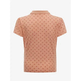 Peach-colored Lemieux Mini Polo Shirt Sherbet in soft pique jersey with floral print