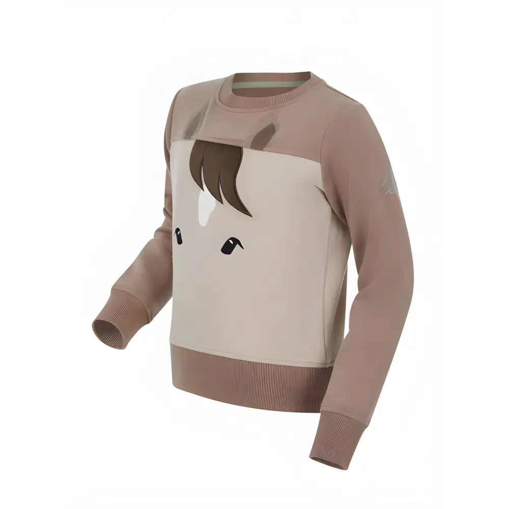 Beige Mini Pony Sweatshirt with stylized horse face design on the front