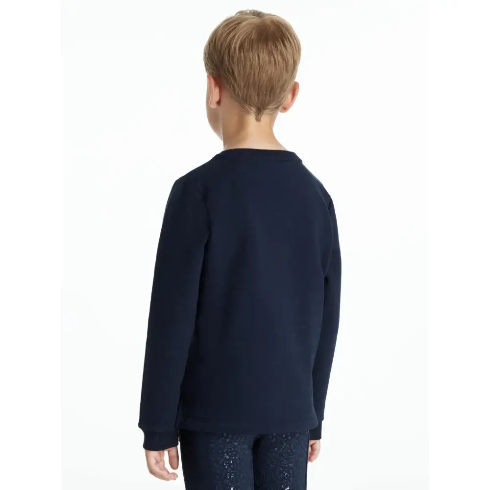 Navy blue lemieux mini poppy long sleeve top for kids with soft fabric and cozy fit perfect for cooler days