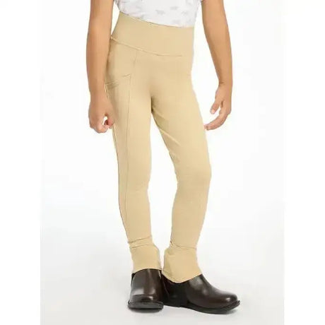 Beige lemieux mini pull high waisted breech with 4-way stretch side pocket and elastic cuffs