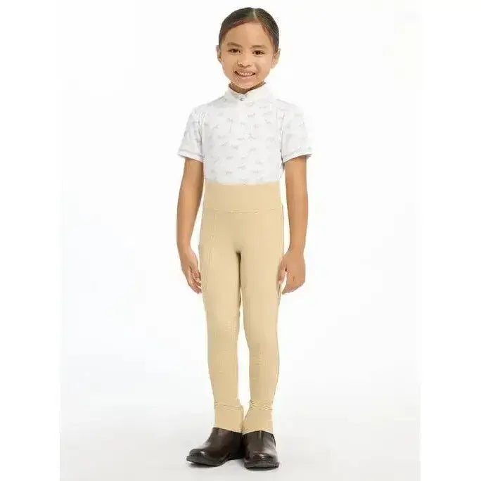 Beige lemieux mini pull breech with smooth 4-way stretch fabric and subtle side seam detailing