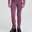 Purple lemieux mini pull breech mallow leggings with subtle floral embroidery and 4-way stretch fabric