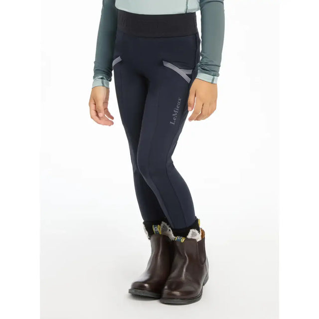 Navy lemieux mini pull equestrian leggings with gray panels high waisted perfect for mini riders and saddle wearing