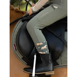 Black leather lemieux mini pull riding boot with decorative cuff featuring horse and star patterns mini pull ons rosemary