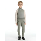 Gray and beige lemieux mini pull ons rosemary with high collar zippered front and functional pockets for mini riders