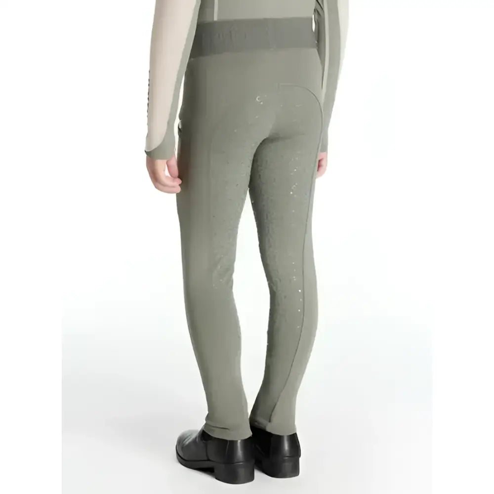 Olive green lemieux mini pull ons rosemary with subtle glittery texture and sleek form-fitting design for mini riders