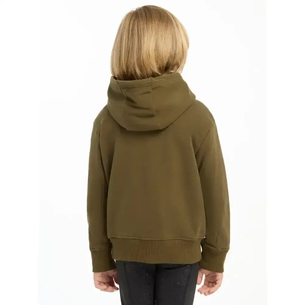Olive green lemieux mini romi hoodie alpine with hood ribbed cuffs and hem perfect for casual wear