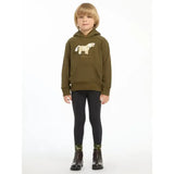 Olive green lemieux mini romi hoodie with white horse graphic front perfect for casual wear romi hoodie alpine style