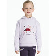 Light lavender lemieux mini romi hoodie featuring colorful embroidered horse with decorative elements on front