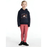 Navy blue lemieux mini romi hoodie with embroidered horse and floral design on front and sleeves