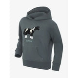 Dark gray lemieux mini romi hoodie petrol with black and white embroidered horse and lemieux logo below