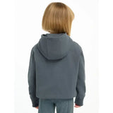 Gray lemieux mini romi hoodie petrol with soft fleece texture and ribbed cuffs perfect for cozy wear