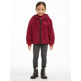 Cozy maroon lemieux mini teagan fleece ember jacket with black zipper and subtle chest brand patch