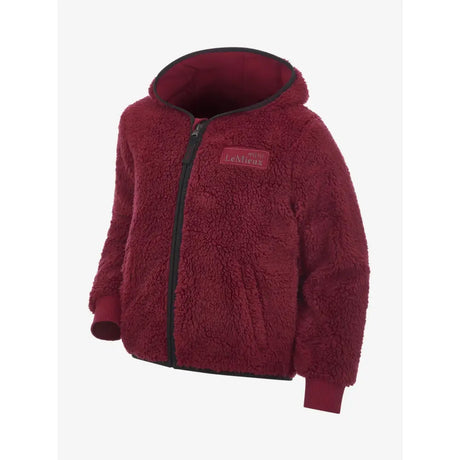 Burgundy Lemieux Mini Teagan Fleece Ember hooded jacket with full-length zipper