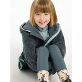 Cozy dark gray lemieux mini teagan fleece petrol jacket with light blue trim and matching zipper hoodie