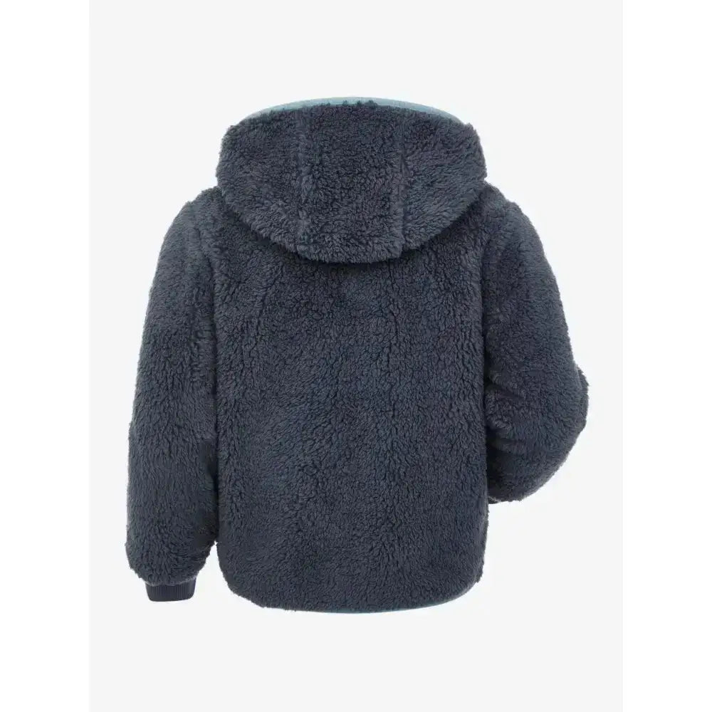 Dark gray lemieux mini teagan fleece petrol hooded jacket with plush fleece lining and soft textured exterior