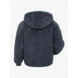 Dark gray lemieux mini teagan fleece petrol hooded jacket with plush fleece lining and soft textured exterior