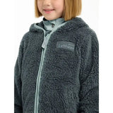 Dark gray lemieux mini teagan fleece petrol zip-up hoodie with plush fleece lining and light blue zipper and collar