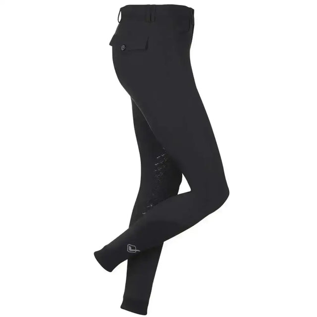 Black lemieux monsieur breeches with sleek fit and subtle white stitching perfect for riding and style