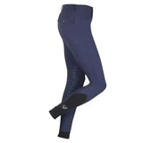 Navy lemieux monsieur breeches with black knee patches and subtle white reflective thigh detailing for riding use