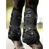 Black lemieux motion cool tendon boot with textured panels and adjustable straps for flexible lightweight protection