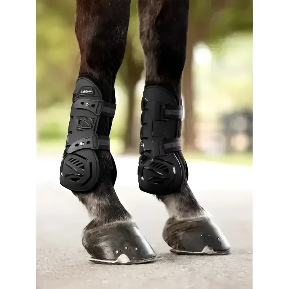 Black lemieux motion cool tendon boot black with sleek design and reinforced straps for flexible lightweight protection