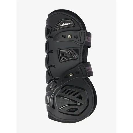 Black lemieux motion cool tendon boot with textured reinforced panels and adjustable straps for lightweight protection