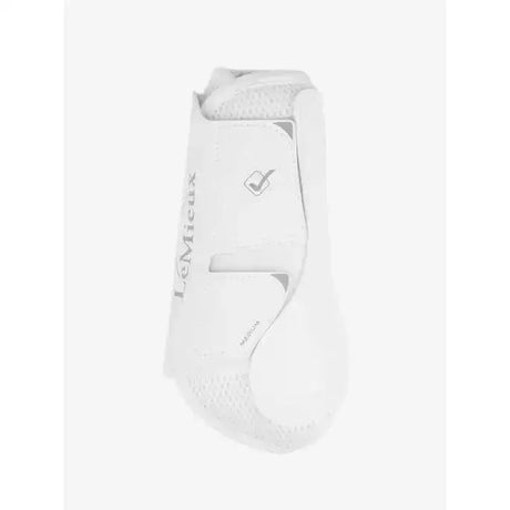 White lemieux motionflex dressage boot with mesh panels and silver logo designed for flexible motionflex dressage use