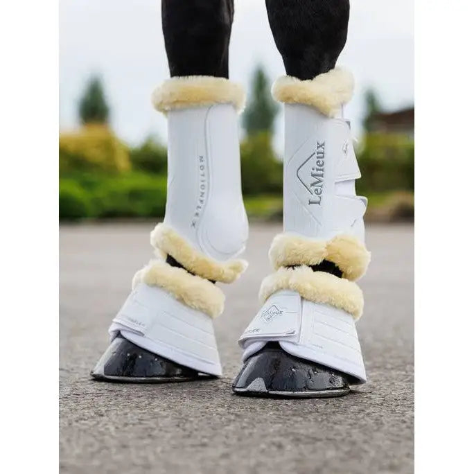 LeMieux Motionflex Over Reach Boot with Fleece Edge White/Natural - Over Reach Boots