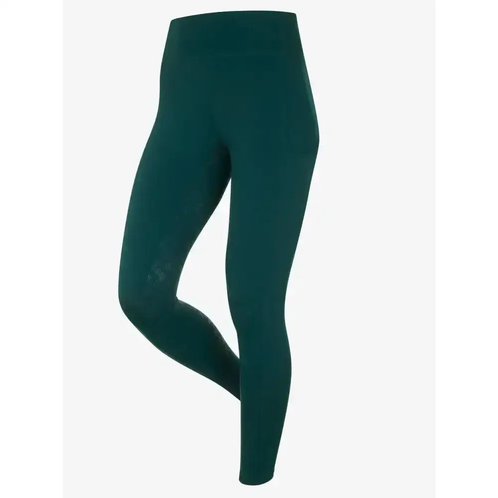 Dark green lemieux naomi pull on breech spruce riding breeches with smooth stretchy fabric and form fitting style