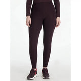 Dark burgundy high-waisted leggings with smooth stretchy fabric in lemieux naomi pull breeches damson style
