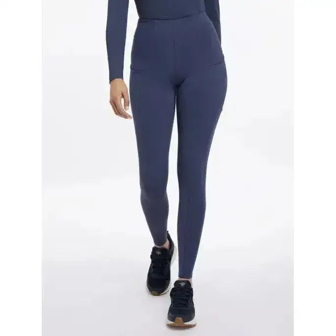 Navy blue lemieux naomi pull high-waisted leggings with side pockets and sleek form-fitting design breeches dusk blue