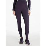 Dark purple high-waisted leggings with smooth stretch fabric from lemieux naomi pull breeches collection