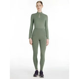 Olive green long-sleeved high-neck athletic jumpsuit lemieux naomi pull perfect for active wear