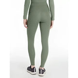 Olive green high-waisted lemieux naomi pull leggings with sleek fit and subtle side seam detailing
