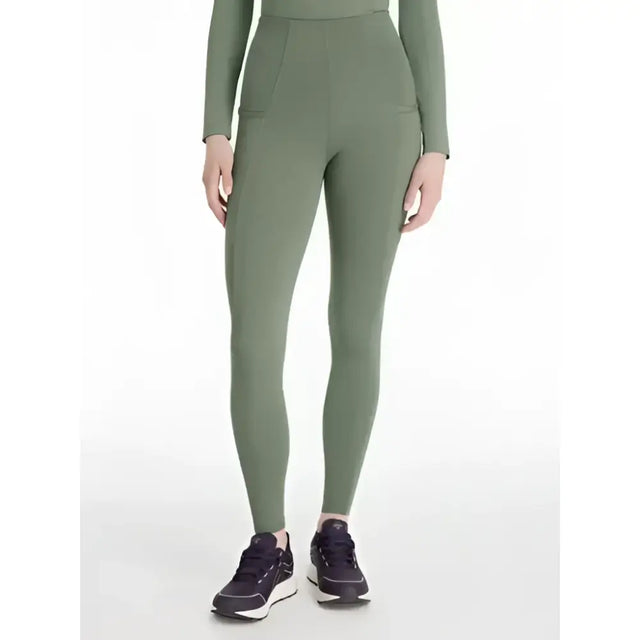 Olive green high waisted lemieux naomi pull leggings with side pockets perfect for everyday wear