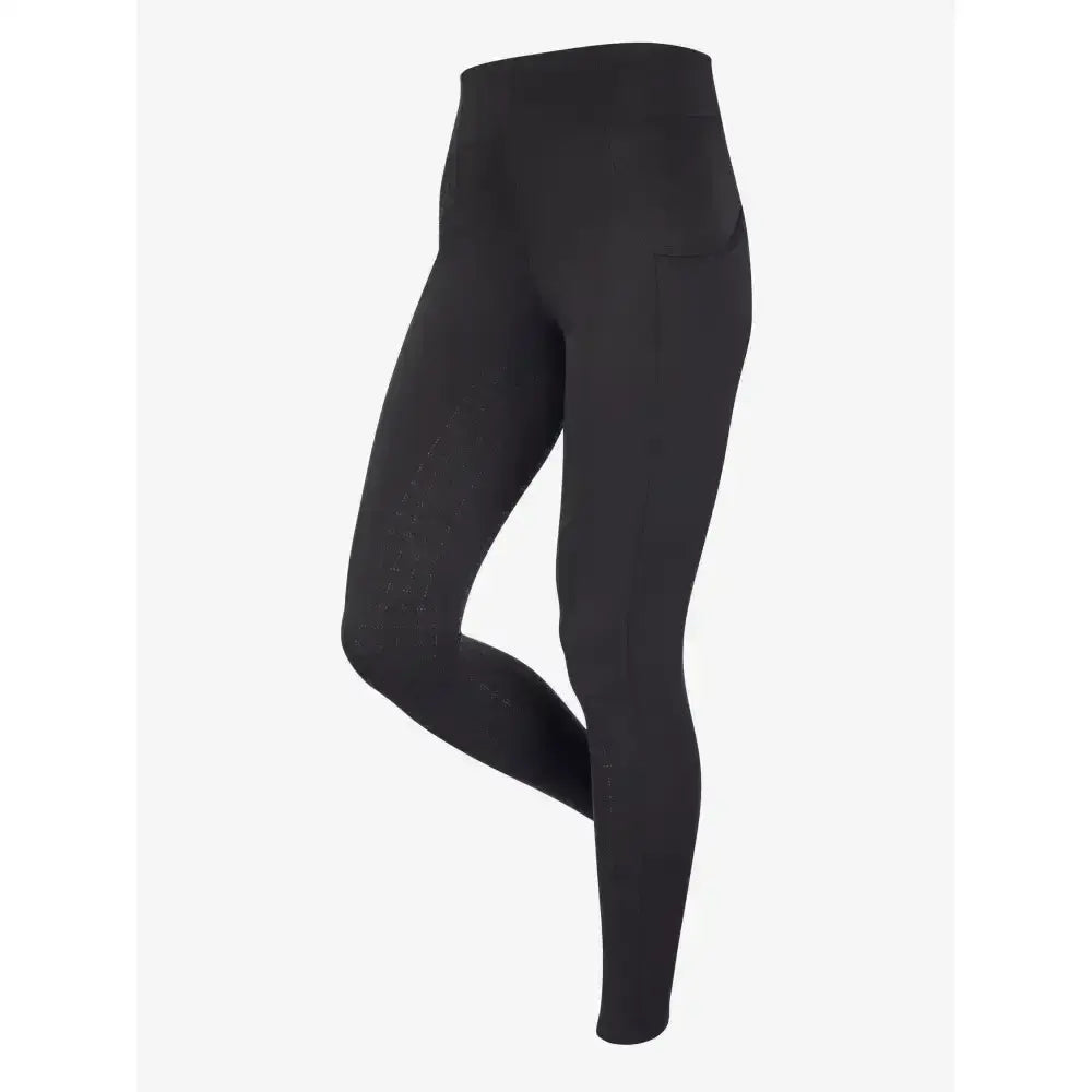 Black lemieux naomi pull on breeches with seamless fabric and supportive elasticated waistband in smooth high waist design