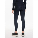 Back view of lemieux naomi pull navy leggings with subtle dotted pattern and supportive elasticated waistband